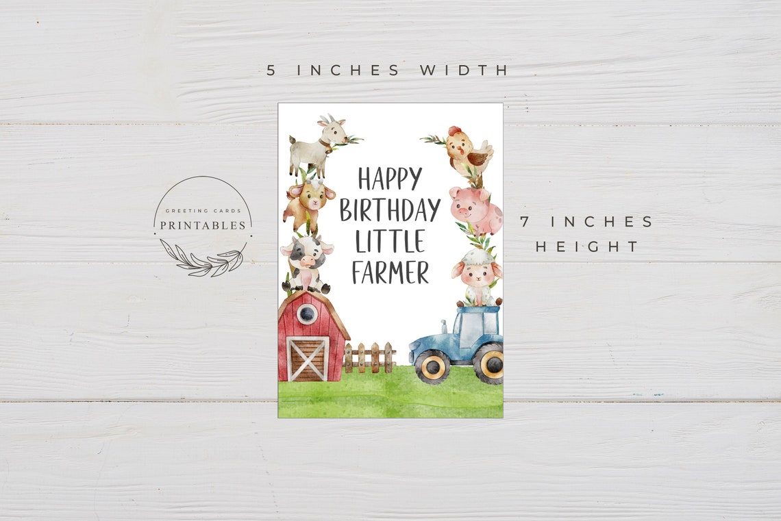 Printable Farm Happy Birthday Card Digital Download Farmer - Etsy