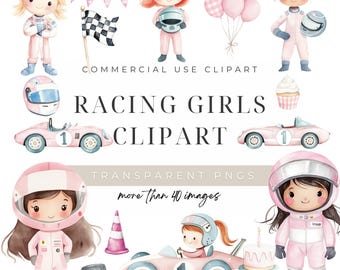 Girls Race Car Clipart, Pink Vintage Baby Shower, Vehicle PNG, Digital Download, Commercial Use