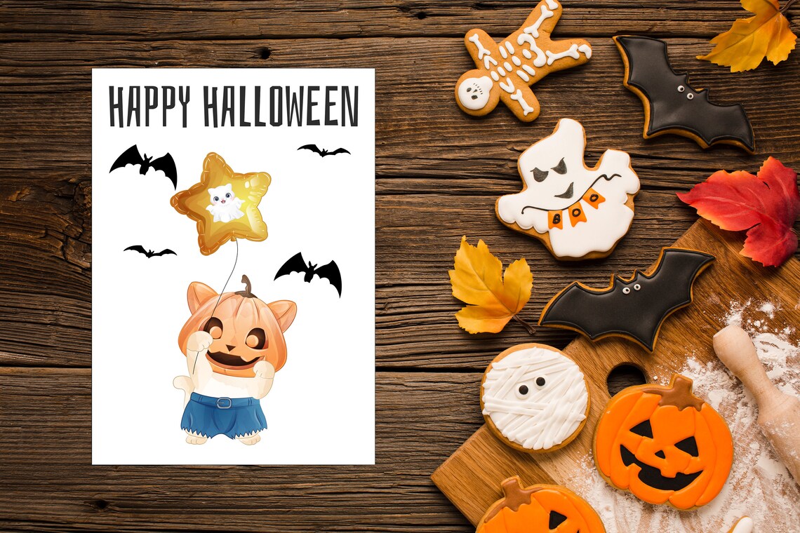 Printable Halloween Greeting Card for Kids Digital Download | Etsy