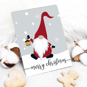 Scandinavian Gnome Printable Christmas Card, Digital Download, Gnome ...