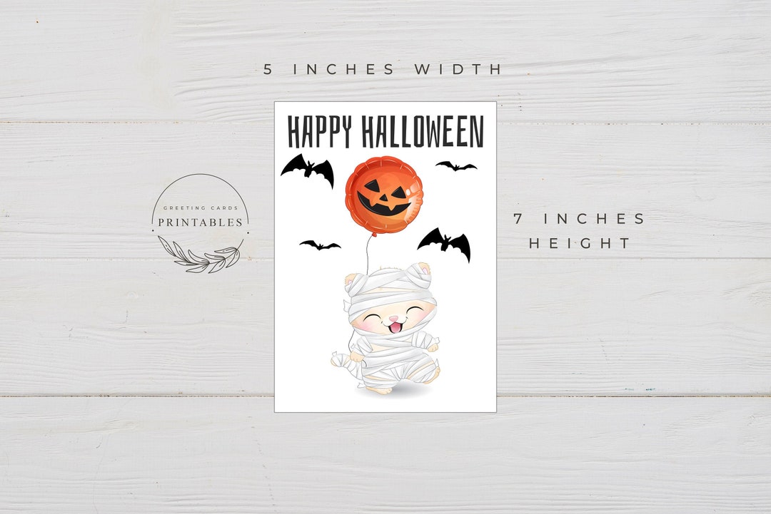 Children Halloween Printable Card Digital Download Happy - Etsy