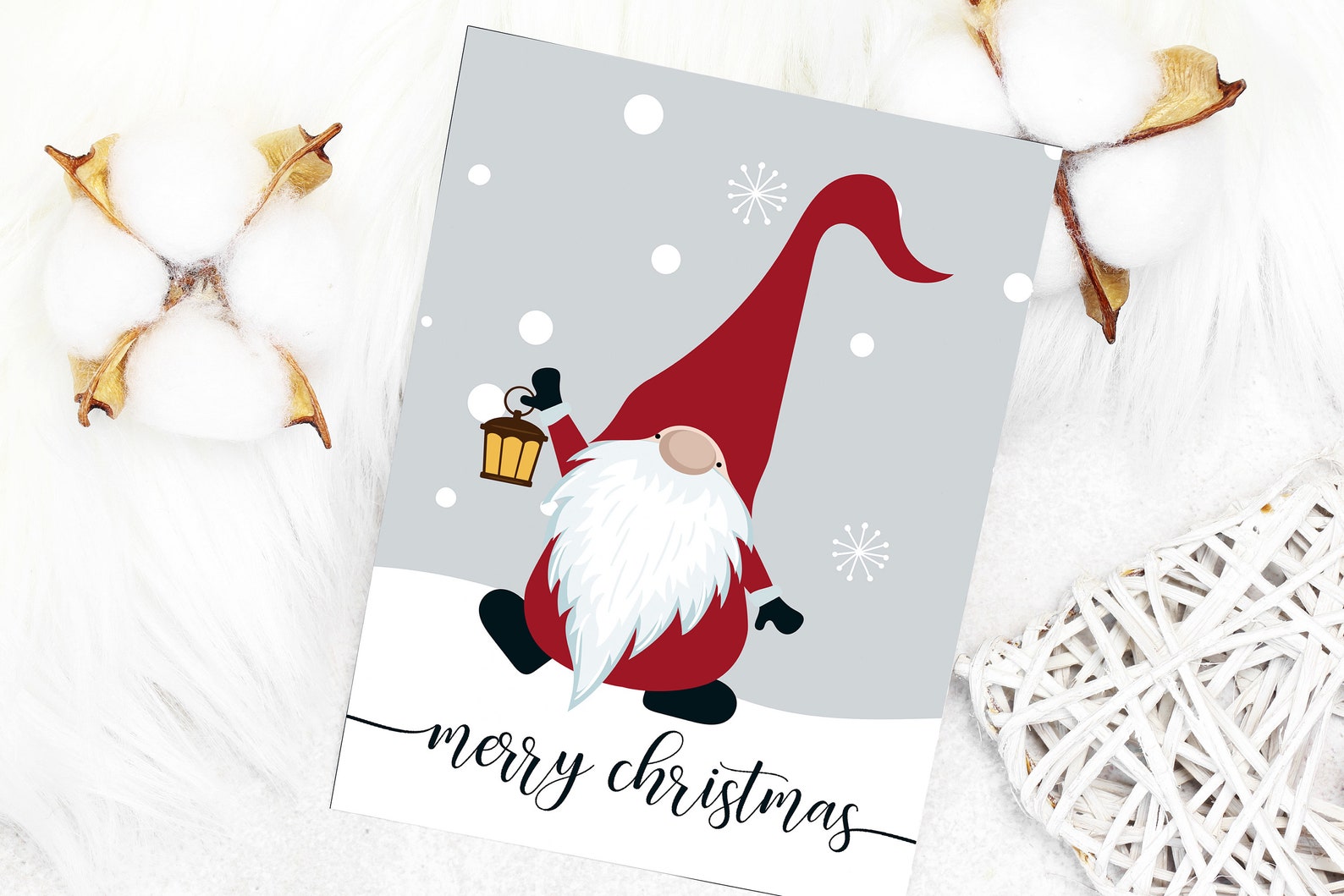 Scandinavian Gnome Printable Christmas Card Digital Download - Etsy