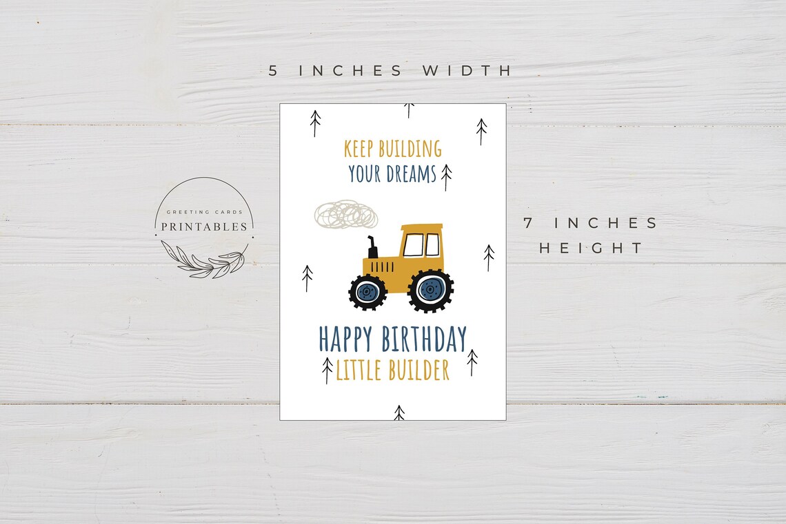 Construction Birthday Printable Card Digital Download Boys - Etsy