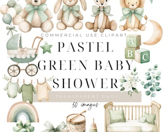 Watercolor Baby Shower Clipart, Neutral Boho Nursery PNG, Digital Download, Commercial Use