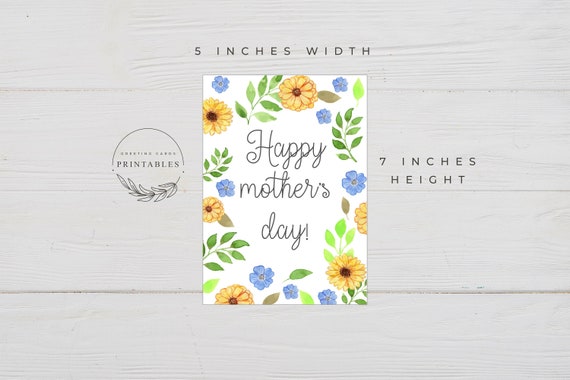 Floral Mothers Day Card, Digital Download, Happy Mothers Day Card, Printable Mothers Day Card, Printable Greeting Card, Card of Mom Il_570xn