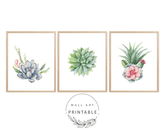 Watercolor Succulent Prints, Printable Wall Art, Digital Download, Botanical Prints, Bedroom Wall Decor, Living Room Wall Art, Plant Posters Il_570xn