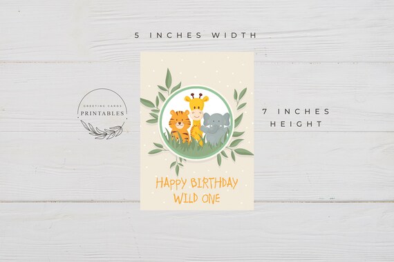 Printable Safari Themed Birthday Card Digital Download Happy | Etsy