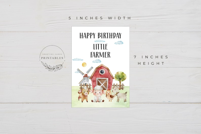 Printable Farm Themed Happy Birthday Card, Digital Download, Farmer
