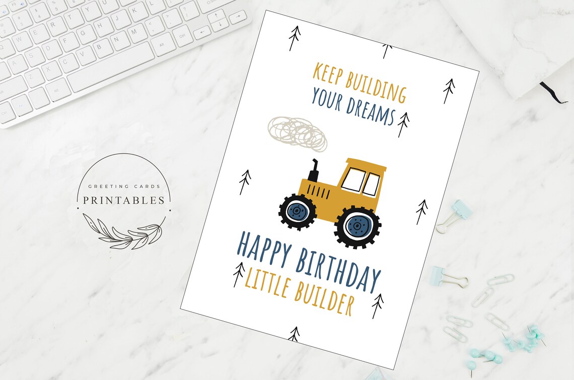 Construction Birthday Printable Card Digital Download Boys - Etsy