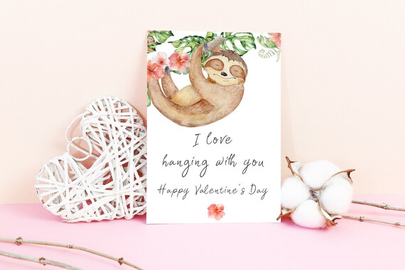 Download Printable Valentine Card Digital Download Printable Cards Sloth Valentines Day Card Kids School Valentines Valentines For Kids Card By Positive Dreaming Printables Catch My Party
