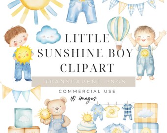 Here Comes the Son Clipart Bundle PNG, Little Sunshine Boy Baby Shower, Digital Download, Commercial Use