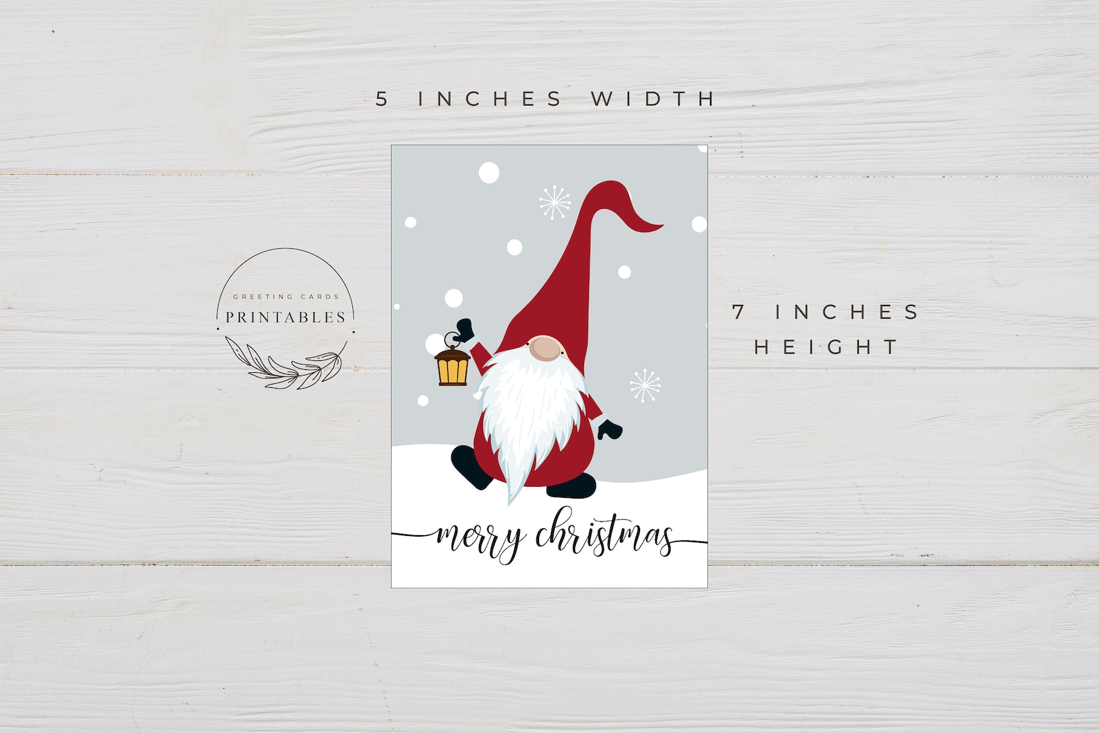 Scandinavian Gnome Printable Christmas Card, Digital Download, Gnome ...