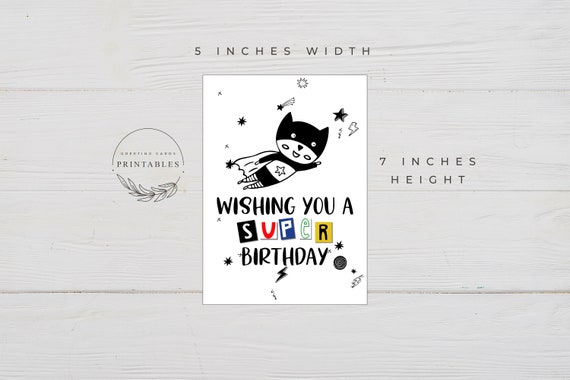Printable Birthday Card for Boys, Digital Download, Happy Birthday Card, Printable Card, Superhero Card, Super Hero Birthday Card for Kids Il_570xn