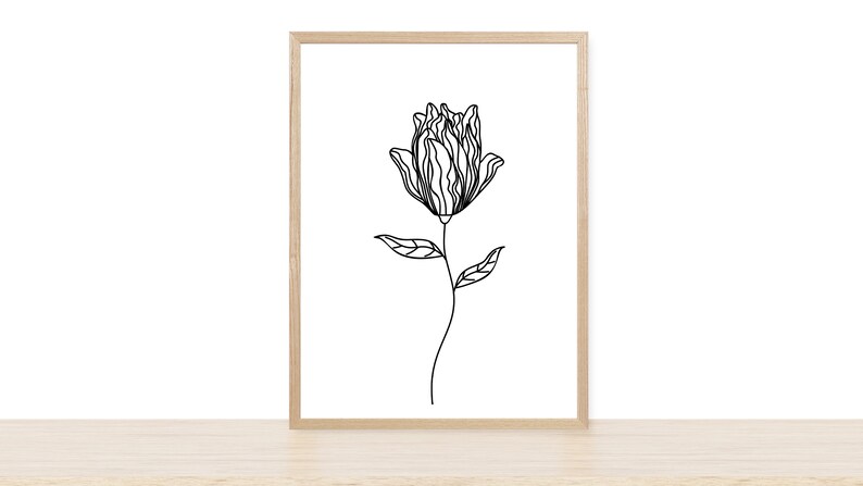 Black and White Flowers Printable Wall Art Set Digital - Etsy