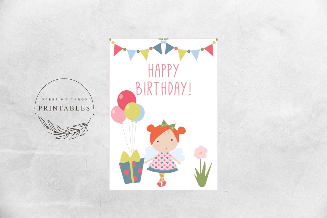Printable Birthday Card for Girls Digital Download Happy | Etsy
