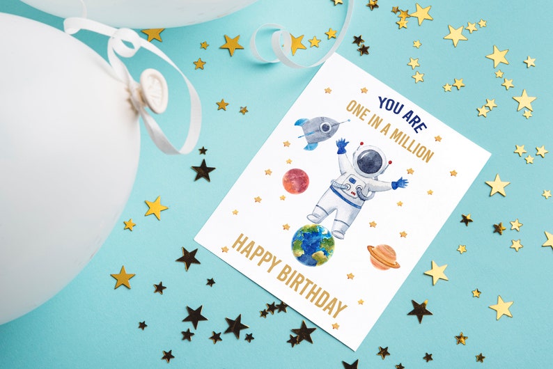 Outer Space Birthday Card Digital Download Happy Birthday - Etsy
