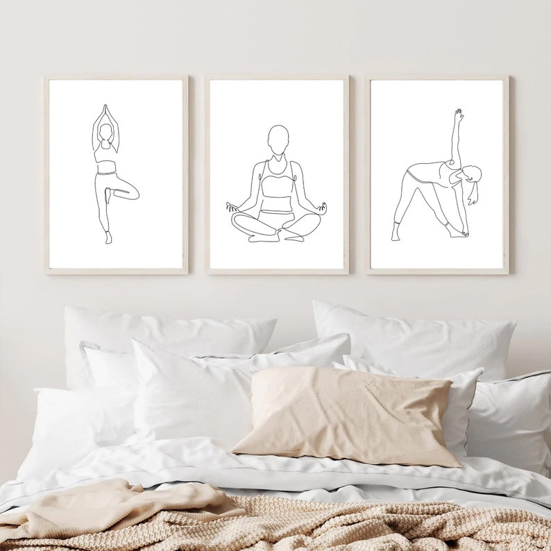 Yoga Posters, Printable Wall Art Set of 3, Digital Download, Yoga ...