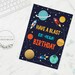 Happy Birthday Printable Card, Digital Download, Space Birthday Card ...