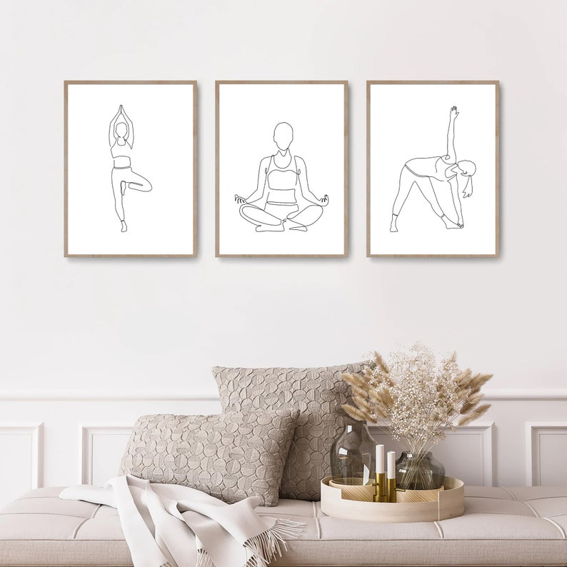 Yoga Posters, Printable Wall Art Set of 3, Digital Download, Yoga ...