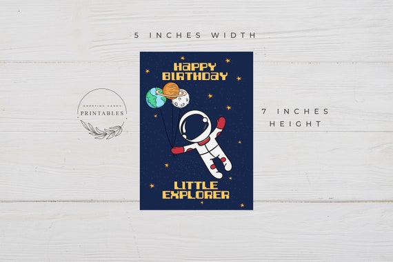 Outer Space Birthday Card, Digital Download, Happy Birthday Card, Printable Space Card for Kids, Space Birthday Card for Boy, Printable Card Il_570xn