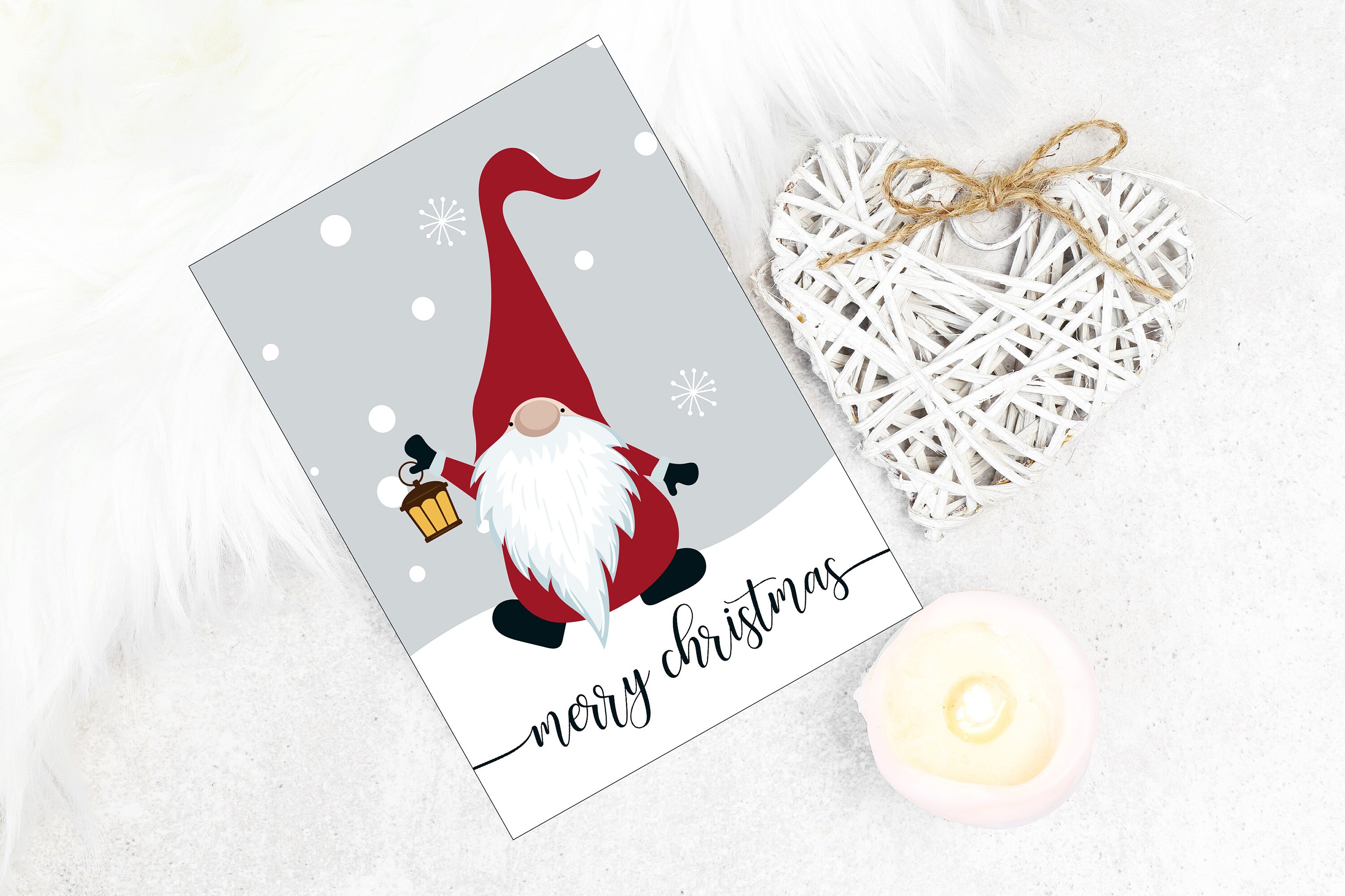 Scandinavian Gnome Printable Christmas Card Digital Download - Etsy