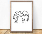 Black and White Elephant Printable Wall Art, Digital download, Elephant Art Print, Home Decor, Farmhouse Decor, Bedroom Decor, Animal Print Il_170x135
