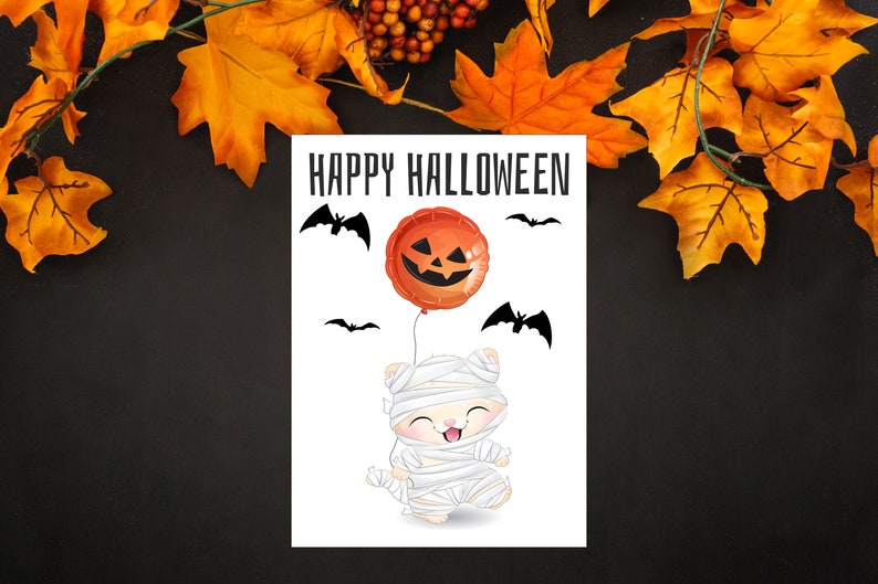 Children Halloween Printable Card Digital Download Happy - Etsy