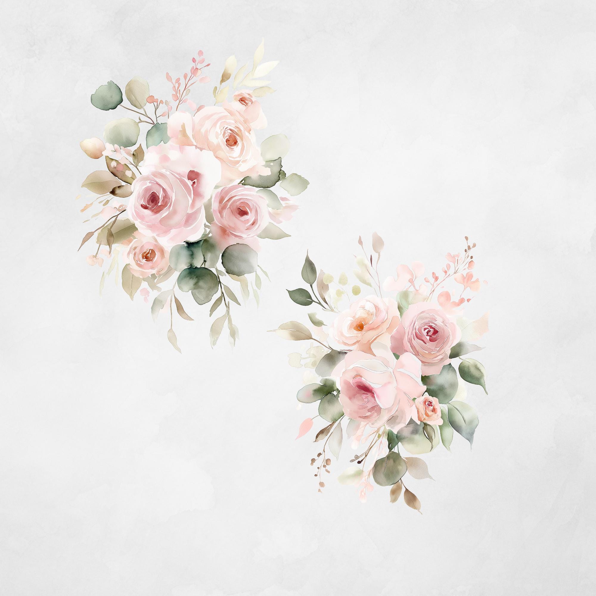 Watercolor Wedding Roses Clipart PNG, Soft Floral Graphics, Elegant ...