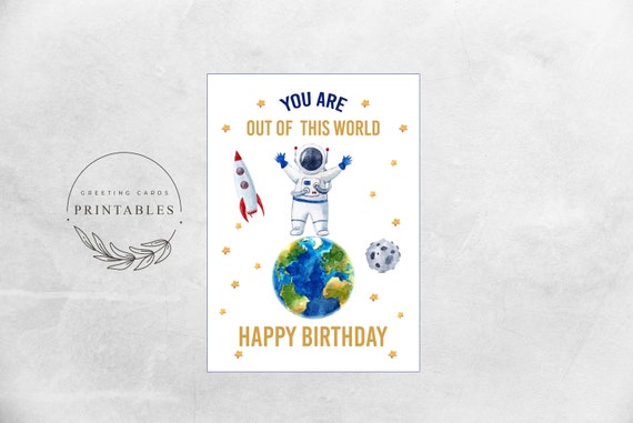 printable space themed birthday card digital download happy birthday