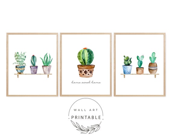 Cactus Prints, Printable Wall Art, Digital Download, Botanical Prints, Bedroom Wall Decor, Living Room Wall Art, Plant Posters, Cactus Decor Il_570xn