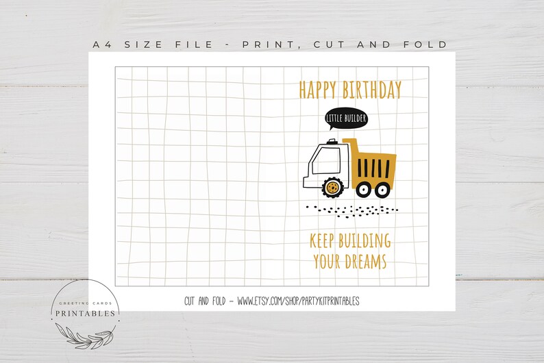 Printable Construction Happy Birthday Card Digital Download - Etsy