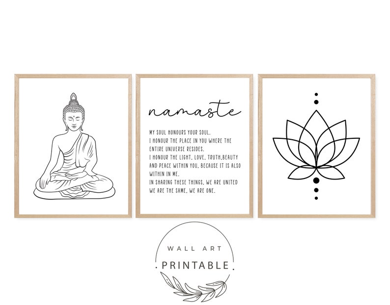 Yoga Prints Printable Wall Art Digital Download Namaste - Etsy