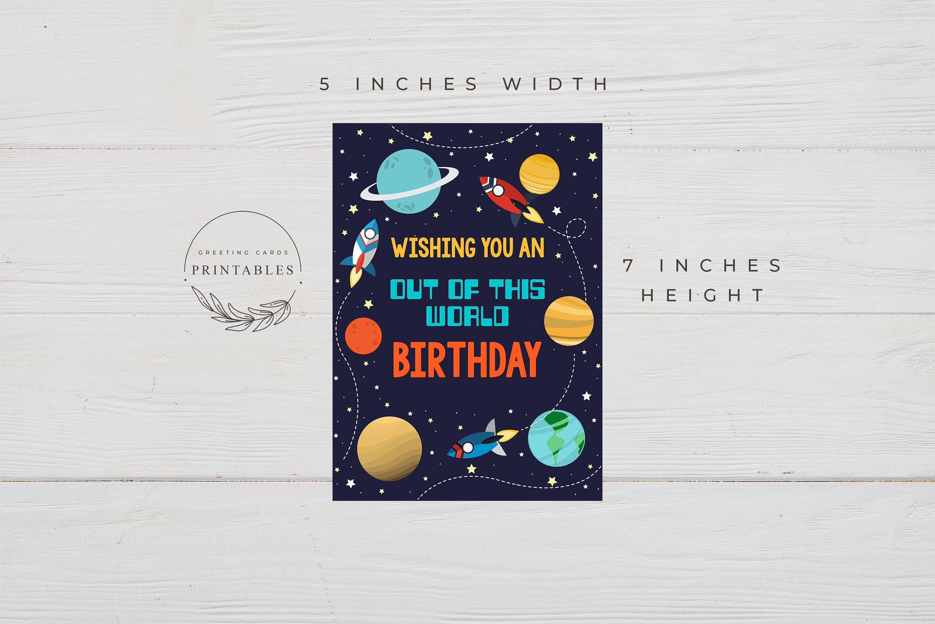 Space Happy Birthday Card Digital Download Outer Space Etsy Polska