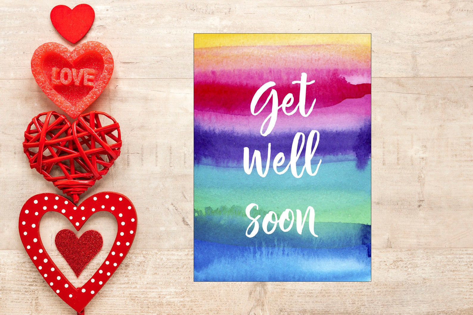 Rainbow Get Well Soon Card Digital Download Greeting Card Etsy