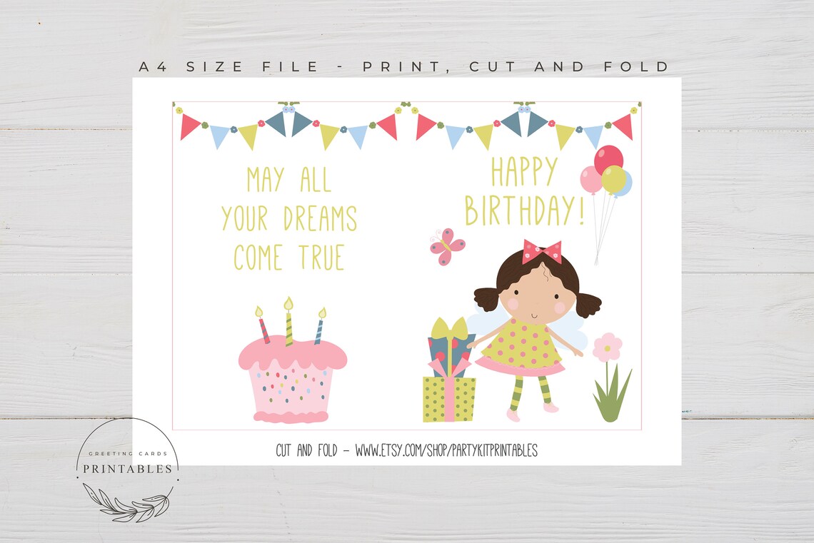 Birthday Printable Card Digital Download Fairy Birthday | Etsy