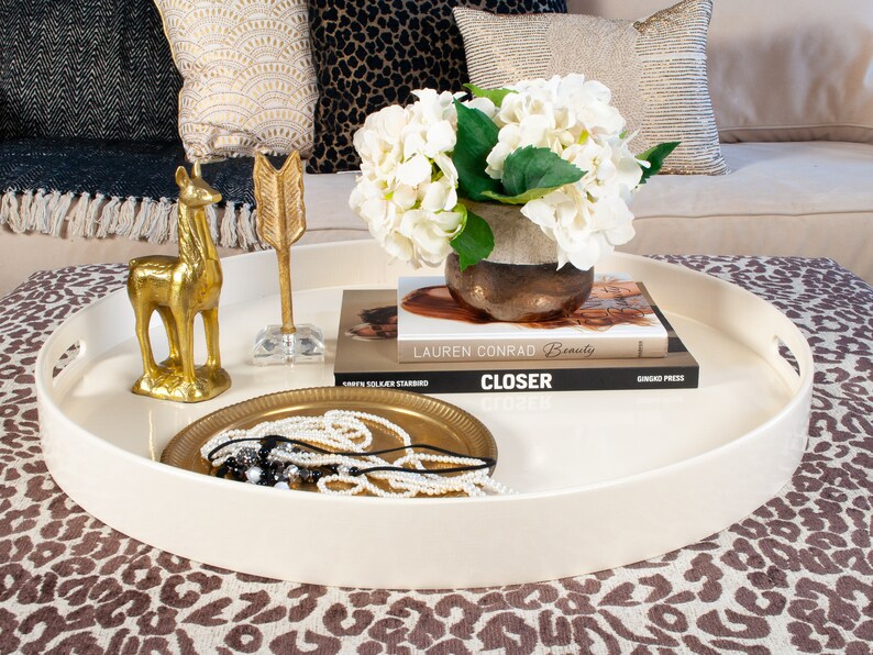 20 to 40 Cream Round Extra Large Ottoman Tray Etsy