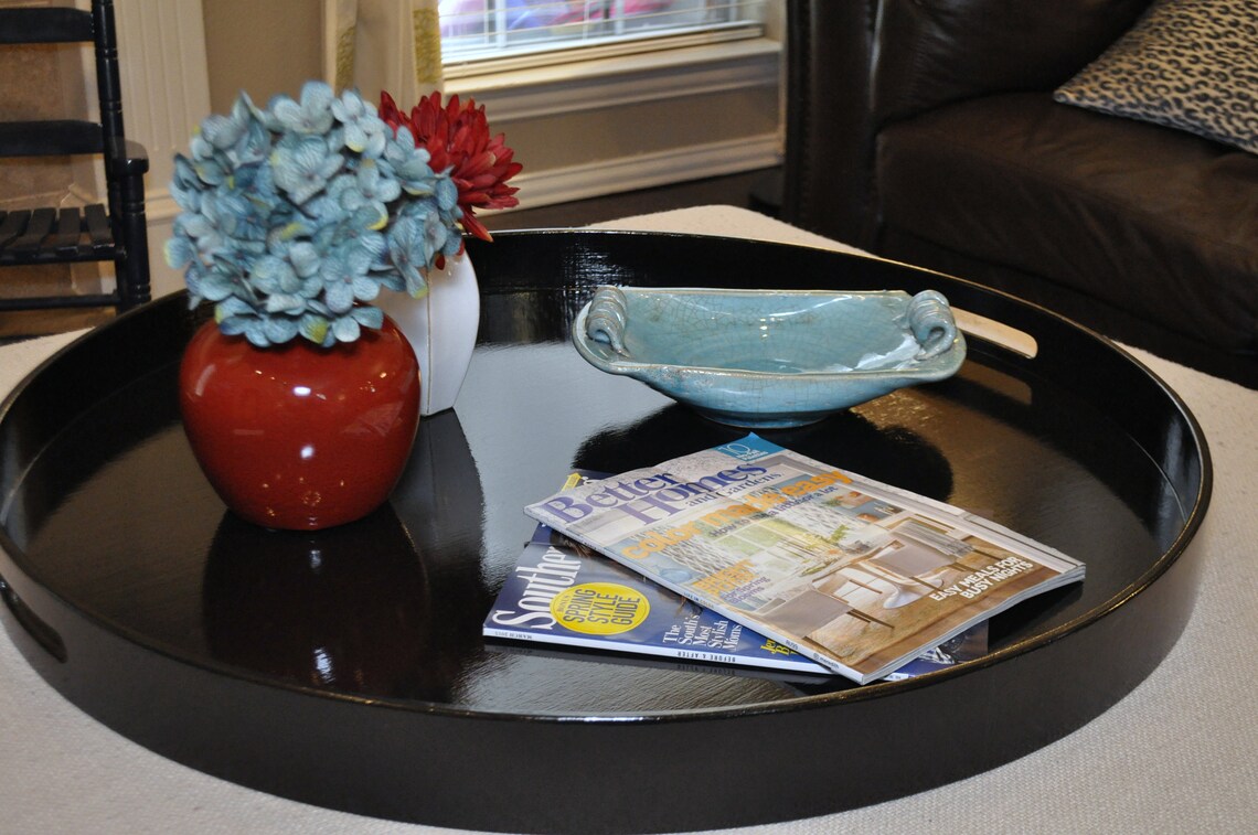 20 to 40 Black Round Extra Large Ottoman Tray Etsy