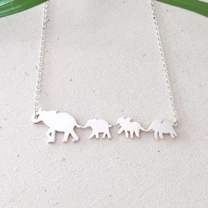 Mama Elephant and 3 Babies Necklace image 1