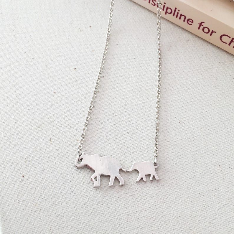 Mama Elephant and 3 Babies Necklace image 3