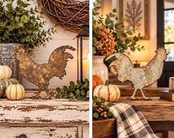 Vintage Metal Chicken Cutout, Rustic Farmhouse Decor