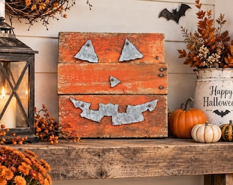 Vintage Jack O' Lantern Pallet Wood Sign, Reclaimed, Repurposed, Farmhouse Porch Decor