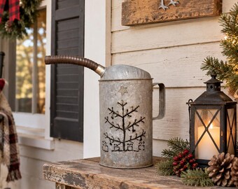Repurposed Vintage Oil Can Christmas Tree Light, Rustic Farmhouse Porch Decor