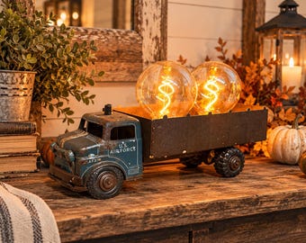 Vintage US Air Force Truck Table Desk Lamp, Repurposed Man Cave Decor Lighting