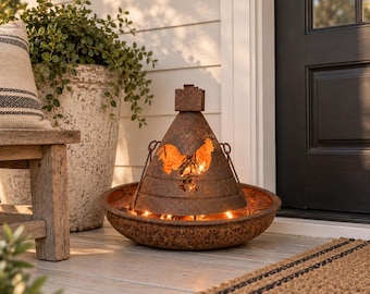 Repurposed Vintage Chicken Feeder Light, Farmhouse Porch, Rooster Decor, Upcycled Lighting