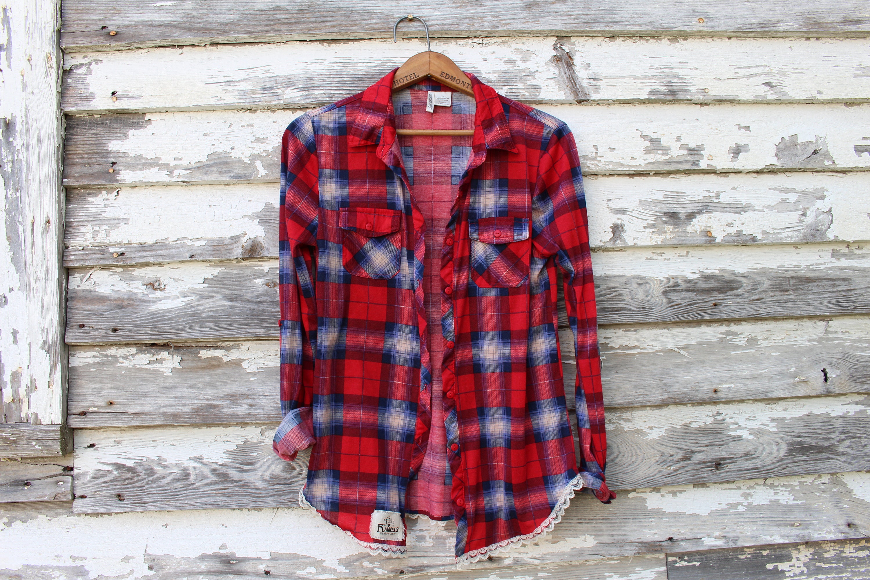 Vintage Flannel Shirtplaidlace Etsy