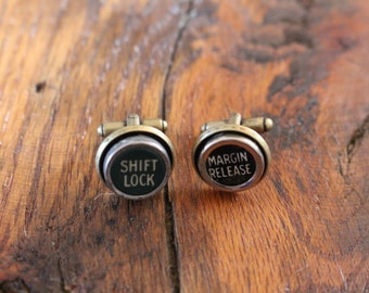Vintage Typewriter Key Cufflinks,antique bronze brass,gift,husband,groom,wedding,steampunk,unique,recycled,upcycled,reclaimed,vintage