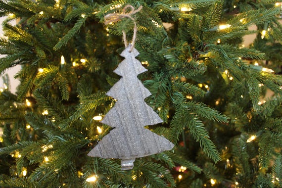 Tin Christmas Tree Ornamentrustyrepurposed Gas Etsy