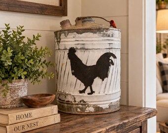 Repurposed Gas Can Chicken Decor, Farmhouse Metal Art, Rustic Porch Decoration