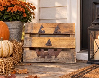 Vintage Jack O' Lantern Pallet Wood Sign, Rustic Halloween Decor