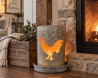 Repurposed Vintage Chicken Feeder Light, Farmhouse Porch, Rooster Decor, Upcycled Lighting